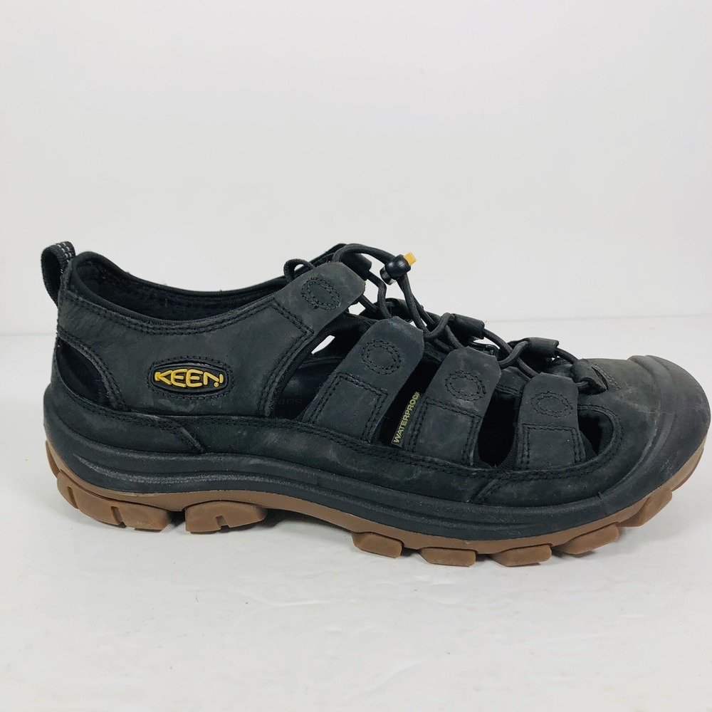 Keen Mens Glisan Waterproof Fisherman Hiking Sandals SZ 9 Black Leather 13046